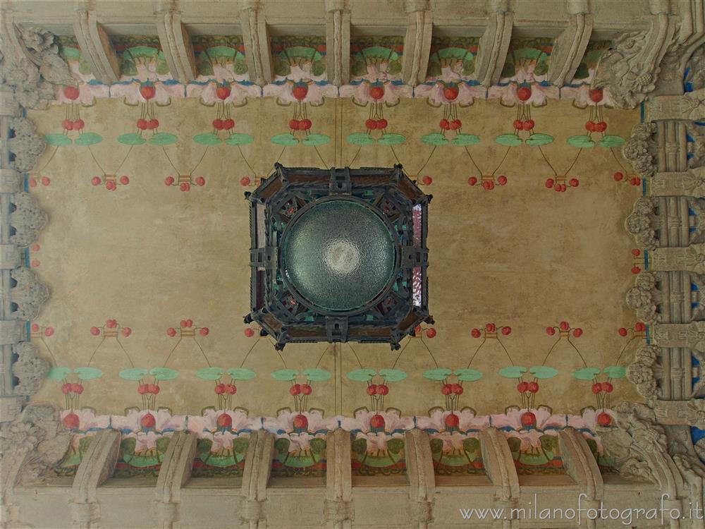 Milan (Italy) - Ceiling of the entrance hall of House Campanini